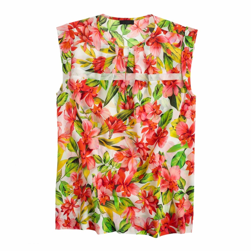 $188 J. Crew Collection Silk Colorful Floral Print Top Blouse Size 6, Small